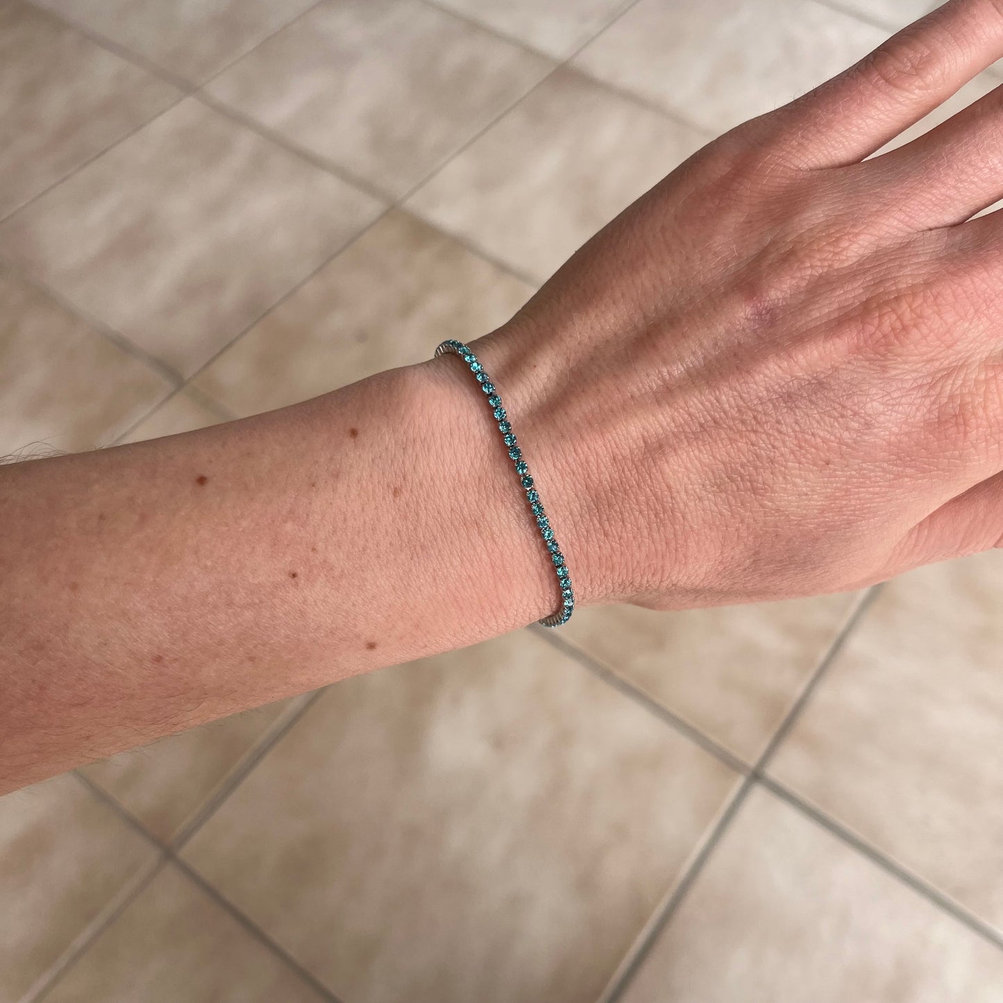 Bracciale tennis azzurro 2mm