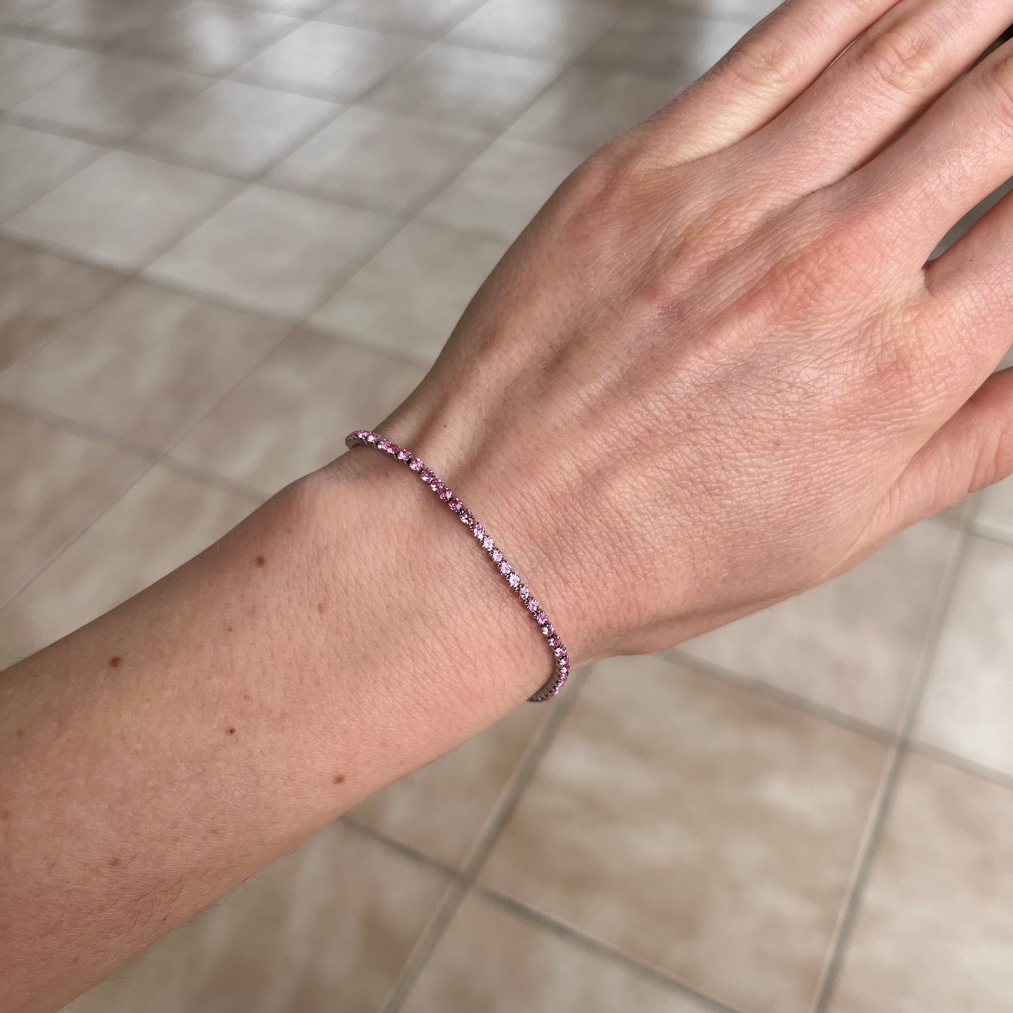 Bracciale tennis rosa 2mm