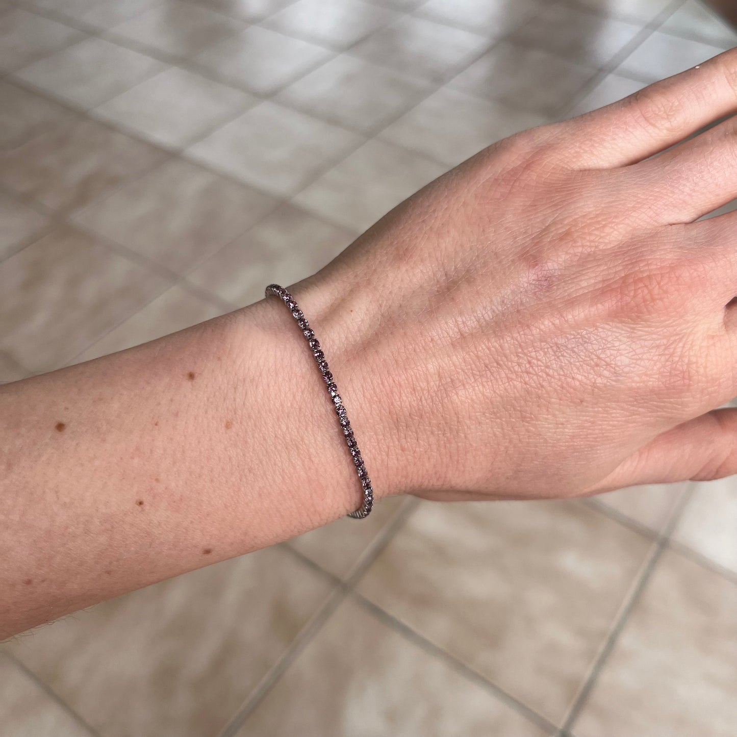 Bracciale tennis viola scuro 2mm