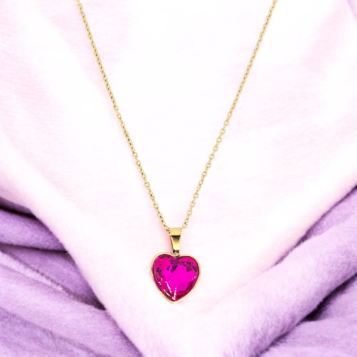 Collana cuore fuchsia