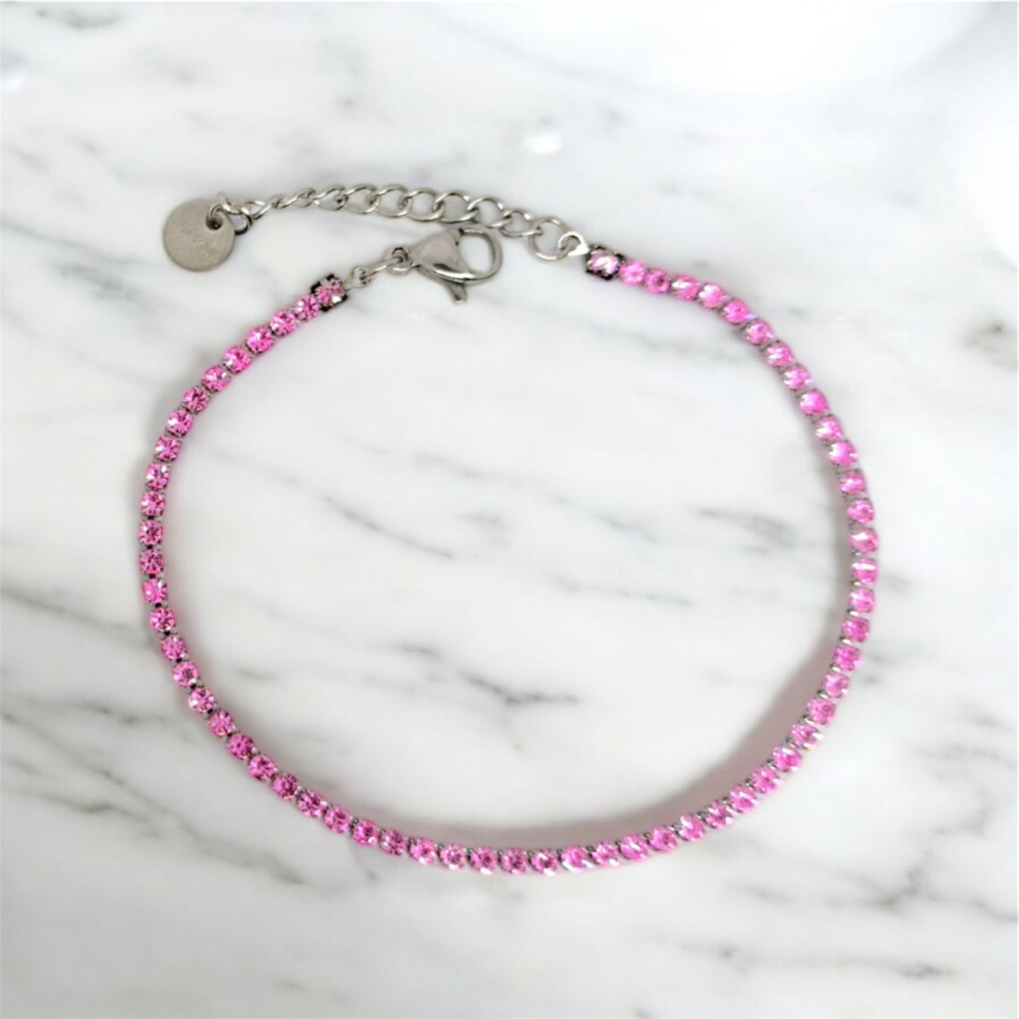 Bracciale tennis rosa 2mm