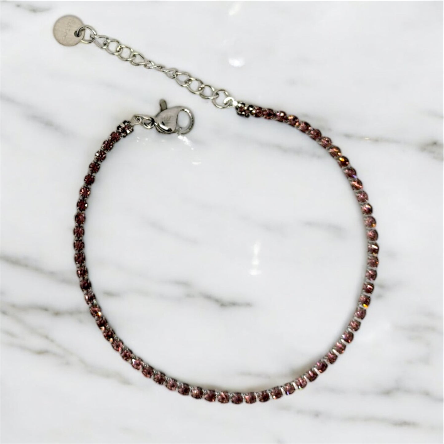 Bracciale tennis viola scuro 2mm