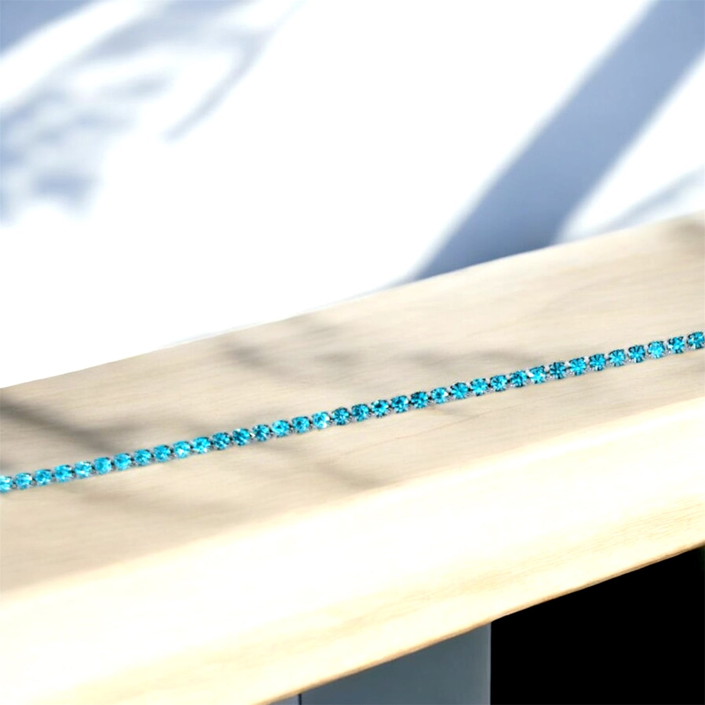 Bracciale tennis azzurro 2mm