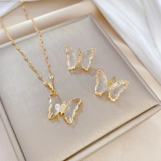 Set Orecchini + Collana Farfalle