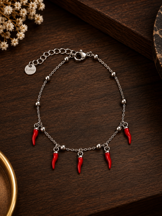 Bracciale Corni rossi oro/argento
