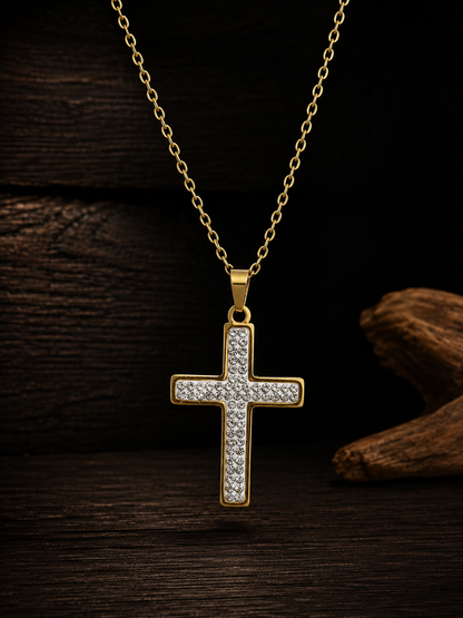 Collana croce con strass
