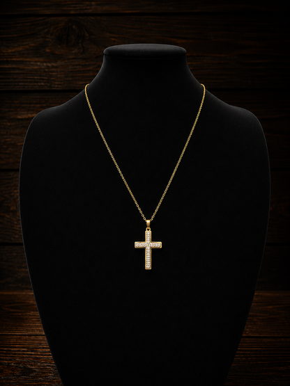 Collana croce con strass