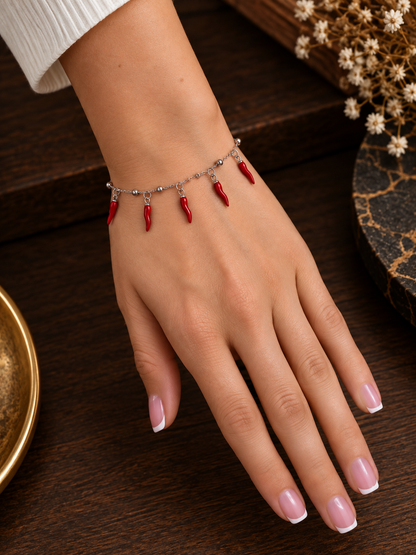 Bracciale Corni rossi oro/argento