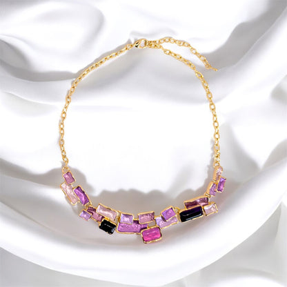 Completo collana e orecchini viola