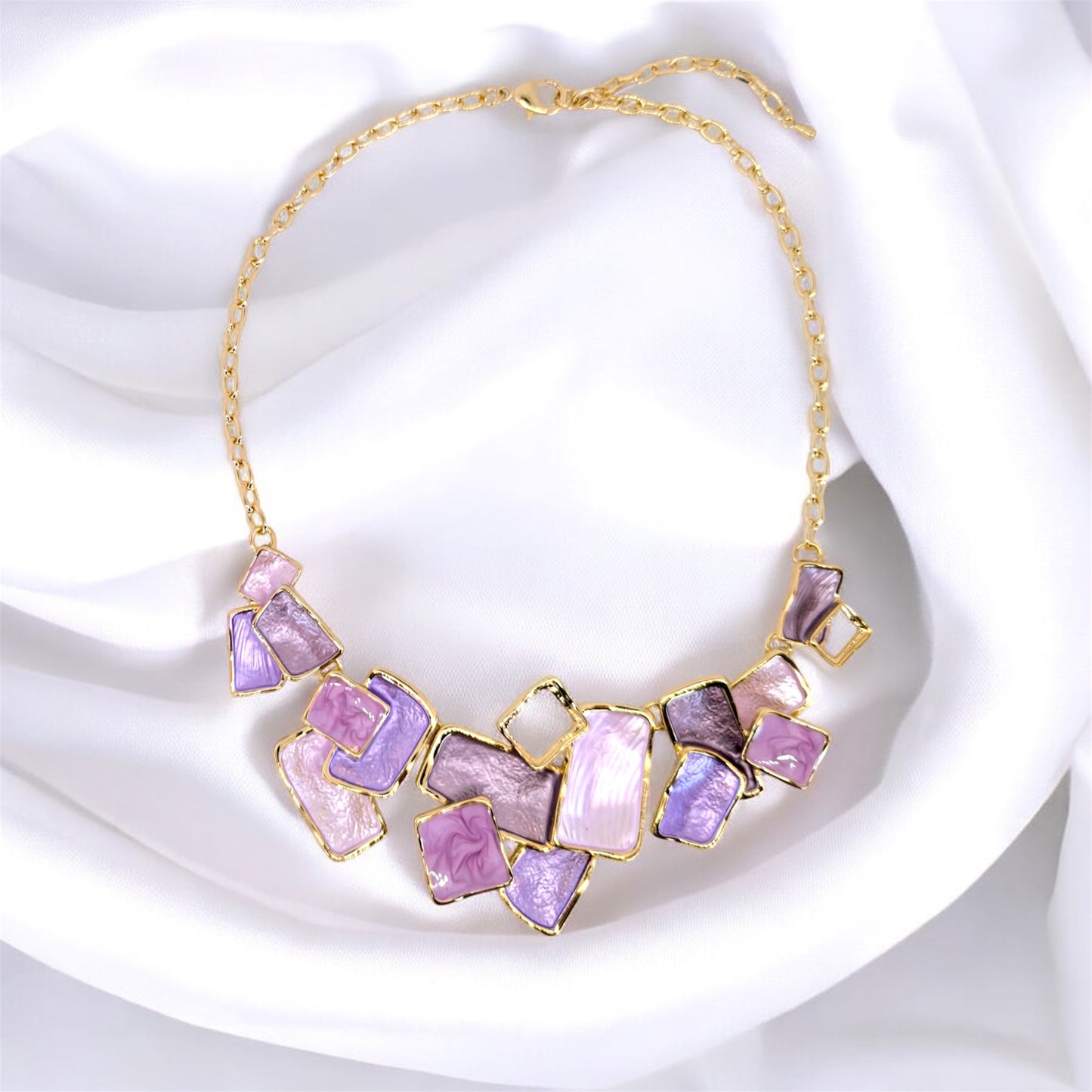 Completo collana e orecchini viola 2