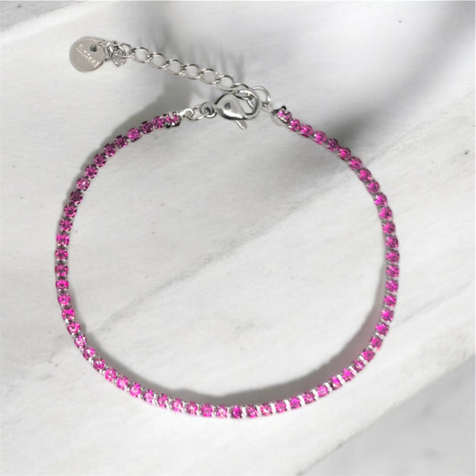 Bracciale tennis fucsia 2mm