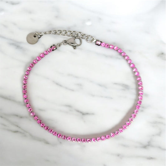 Bracciale tennis rosa 2mm