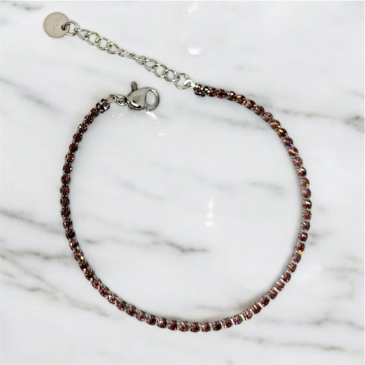 Bracciale tennis viola scuro 2mm