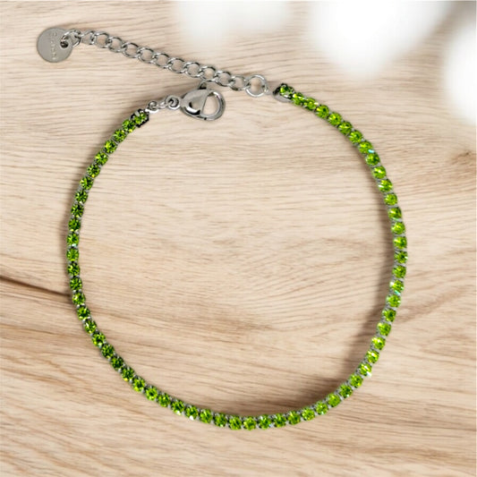 Bracciale tennis verde chiaro 2mm