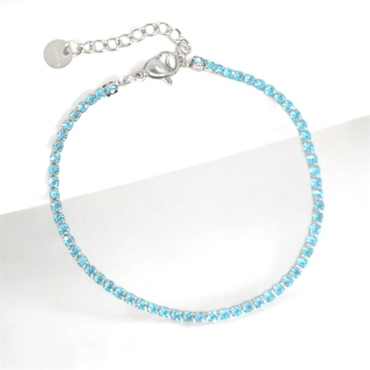 Bracciale tennis azzurro 2mm