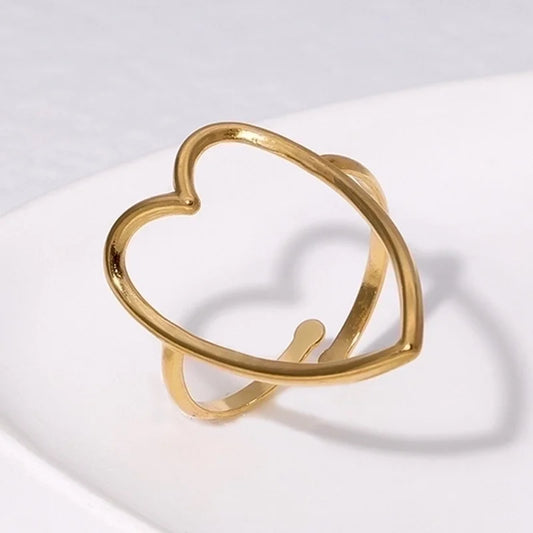 Anello gold cuore grande