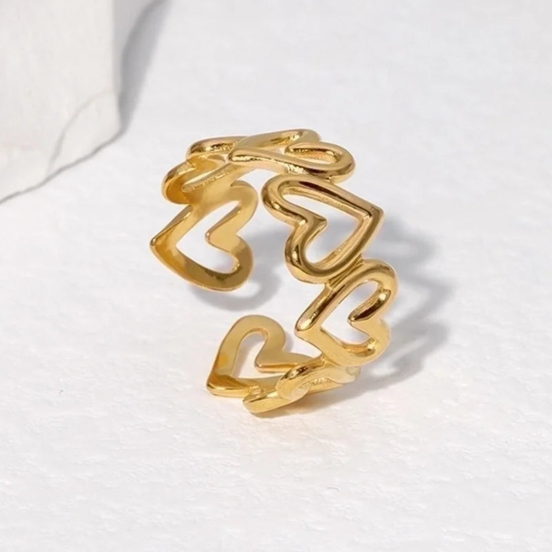 Anello gold cuori