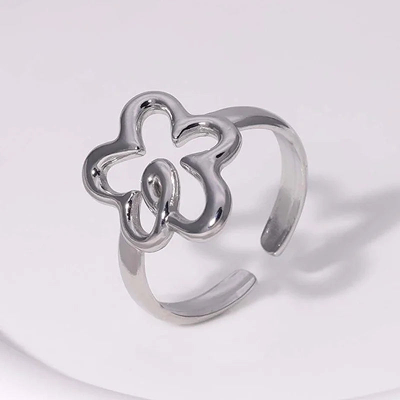Anello steel fiore