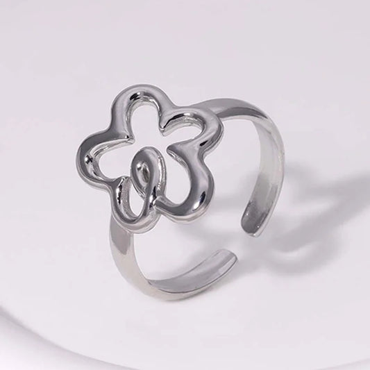 Anello steel fiore