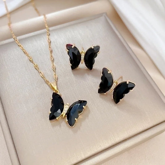 Set Orecchini + Collana Farfalle