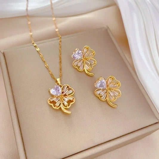 Completo quadrifoglio strass