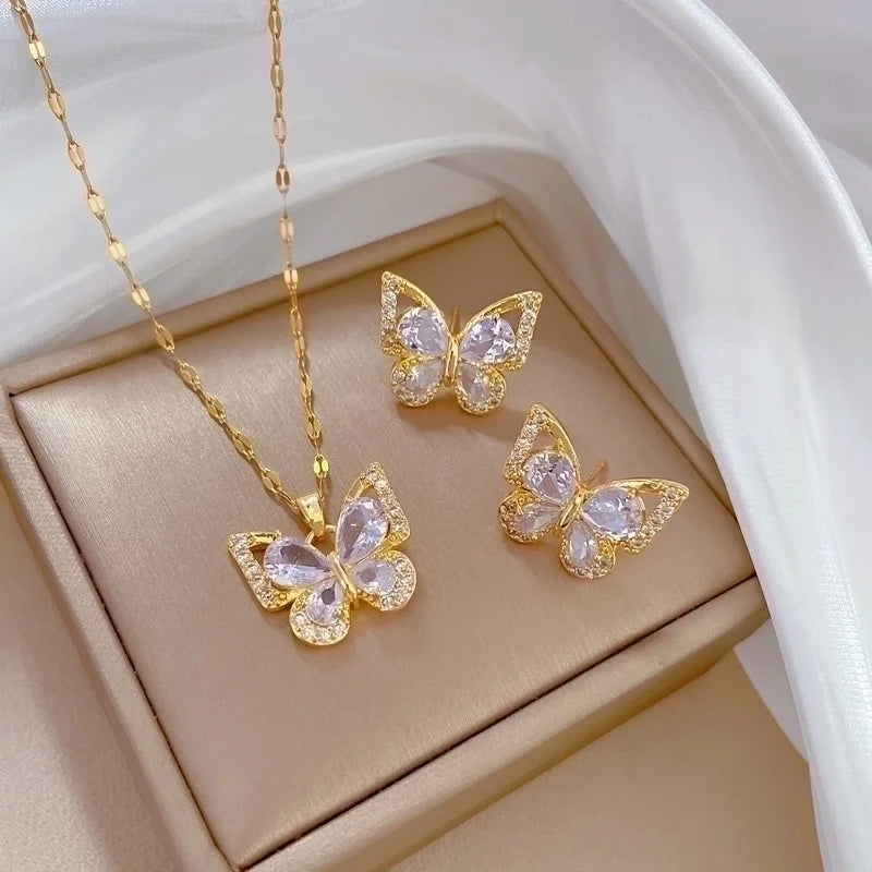 Completo farfalle strass